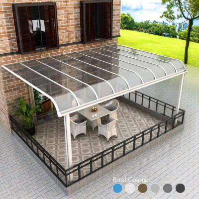 China Anti-UV Canopies Sound Insulation Roof Awning Polycarbonate Sheet Tent Balcony Aluminum Awning for sale