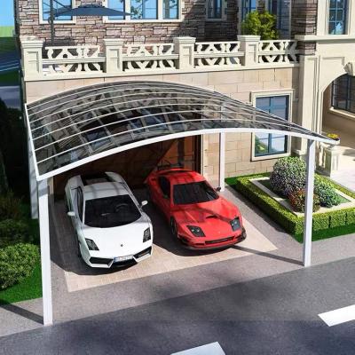 China Waterproof UV-resistance fireproof outdoor 2 car shed garages for parking polycarbonate roof metal garage car park for sale