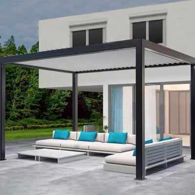 China Easily Assembled Freestanding Gazebo Motorized Aluminum Pergola Shades With Led Louvered Patio Cover Roof Pergola for sale