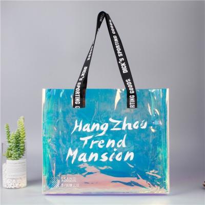 China 2019 New Design Folding Long Cost Low Cost Tote Bag PVC Handle Shopping Bag for sale