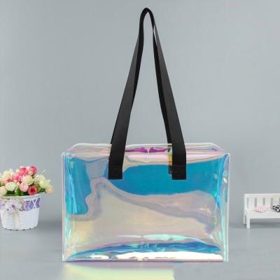 China New Design PVC Packing Lady Zipper Lock Summer Beach Bag Folding Waterproof Tote Bag PVC Shopping Bag for sale