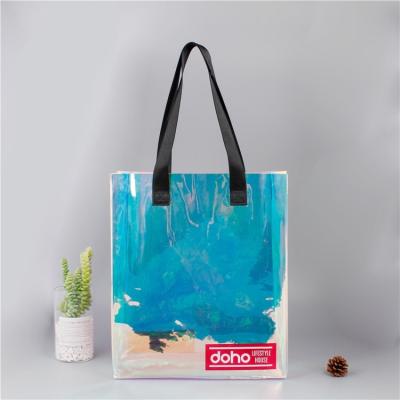 China 2020 Custom Holographic Folding Shoulder Bag PVC PVC Tote Bag for sale