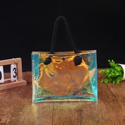 China Fashion Custom Shopping Bag Foldable Small Satchel Stylish Holographic Tote Bag for sale