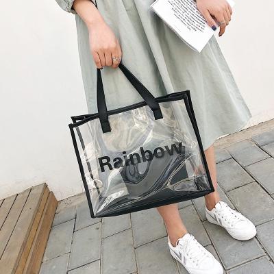 China Folding Clear Transparent PVC Tote Bag PVC Tote Bag PVC Custom Tote Bag for sale