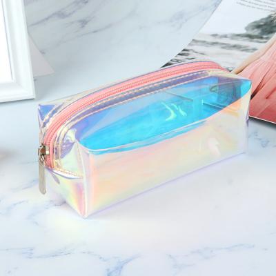 China Custom PVC Cosmetic Transparent Bag Fashion PVC Zipper Holographic PVC Bag Makeup Bag for sale