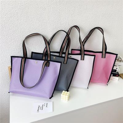 China Folding Mesh Material Women Plain Multicolored Shopping Bag Cheap Cute Tote Bag for sale