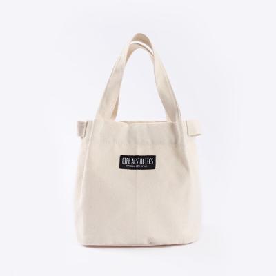 China Cheap Price Canvas Rope Handle Women Bag Mini Canvas Tote Bag Shoulder Bag for sale