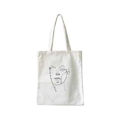 China White Organic Rope Handle Cotton Canvas Tote Bag Printed Ladies Canvas Fabric Bag for sale