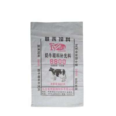 China 100% recyclable raw material gloss/matte bopp laminated bulk feed sack pp woven poly bags for packaging rhino food for sale