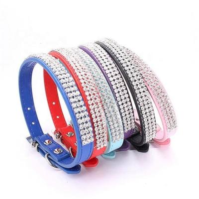 China Personalized Simulation Leather Dog Chain Diamond Bow Tie Shiny Rhinestone Net Pet Collar for sale