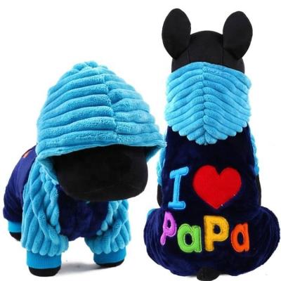 China Viable Autumn Winter Dog Wear Pink Red Blue Pajamas Four Legged Pet Clothes for sale