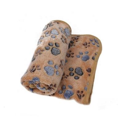 China Hot Selling Viable Soft Touch Pet Foot Printing Hamster Mat Cat Dogs Puppy Luxury Coral Fleece Blanket for sale