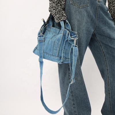 China Female Bags Ladies Tote Travel Handbags Vintage Crossbody Denim Canvas Jeans Shoulder Bag Fashion Women Small Blue New Design Brand for sale