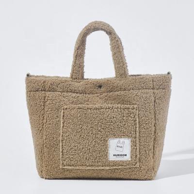 China Fashion Winter Wholesale Korean Woolen Bag Large Capacity Cross-body Bag Handbag Female Casual Ladies Fluffy Tote Bags for sale