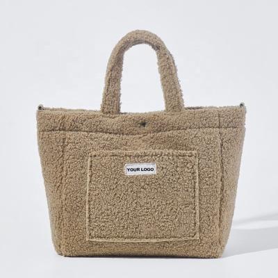 China Custom Made Female Casual Ladies Tote Bags Fashion Korean Winter Wool Fluffy Bag Large Capacity Cross-body Bag Handbag Shopping Ladies for sale