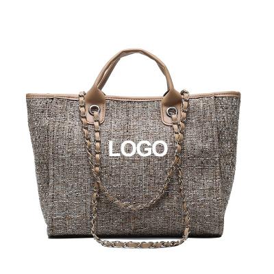 China Hot Sale Fashion Lady Tweed Women's Bag Travel Designer Shoulder Crossbody Handbag With Chain Custom Logo for sale