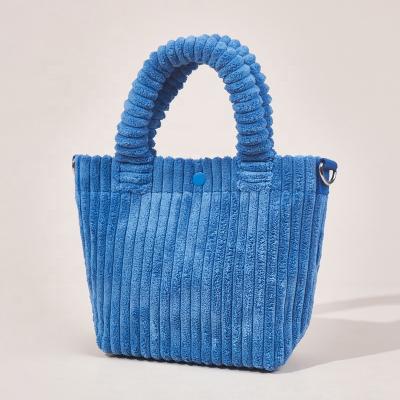 China Multicolor Handbag Women's Shopping Bag Solid Color Cross Bag Polyester 2022 Casual Fashion Corduroy Bag for sale