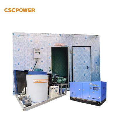 China Fresh-keeping 5 tons containerized flake ice machine with cold room for sale