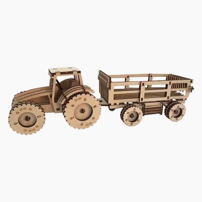 China DIY TOY Educational Toys DIY Tractor Jigsaw Handmade Assembled Wooden 3D Puzzle for sale