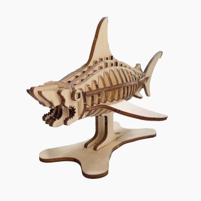 China DIY TOY Diy Assembly Intelligent Toy 3D Shark Wooden Puzzle Game For Gifts for sale