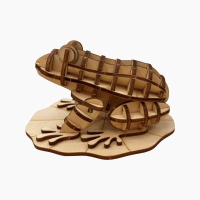 China Wooden puzzle diy ROD 3D puzzle set 3D model DIY wooden craft frog craft kits frog for sale