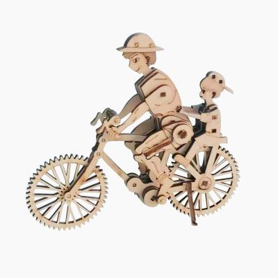 China DIY TOY Assemble Toys Bicycle Father and Son 3D Jigsaw Wooden Puzzle for Kids and Adults for sale