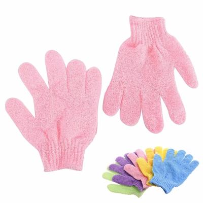 China All Natural Exfoliating Bath Gloves Face Body Massage Wash Skin Rubbing Mud Glove Colorful Peeling Shower Scrub Nylon Glove for sale