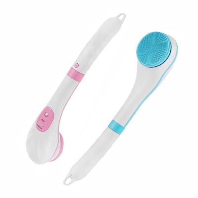 China High Quality Long Handle Massage Electric Exfoliation Silicone Deep Cleansing Elliptical Brush For Body for sale