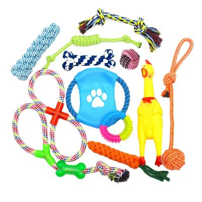 China Custom Viable 12 Pack Chicken Toy Pet Dog Teething Puppy Chew Toy Cotton Rope Dog Toys Set for sale