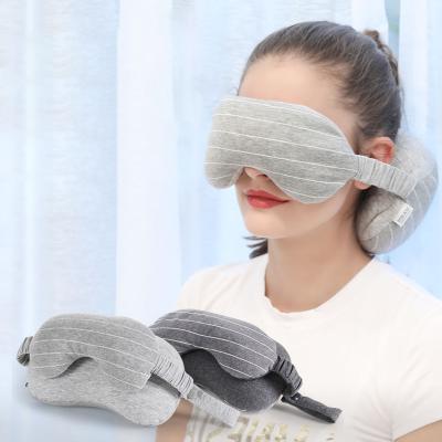 China Hot Selling Memory Funny Shape Adjustable Neck Support Mic Bead Stuffing Travel Napping Pillow With Eye Mask for sale