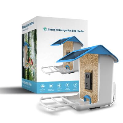 China Stocked Solar Bird Feeder Charging House AI Identify Bird Species Smart Bird Feeder With Camera For Outdoor Garden for sale