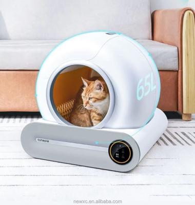 China App Control Cat Litter Box Automatic Cat Toilet with TUYA APP Control Waterproof Toilet Paper Holder with Cover for sale