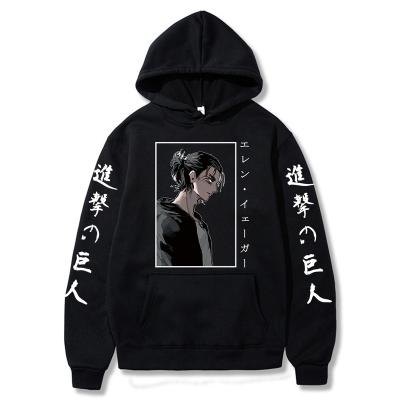 China Breathable Men Anime Hoodie Attack On Titan Printed Long Sleeve Anime Eren Yeager Pullover Harajuku Hoodie for sale