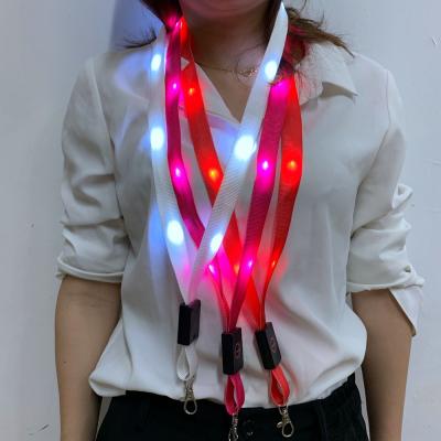 China OEM Factory Price Nylon LED Colorful Promotional ID Card Glowing Nylon Lanyard for sale