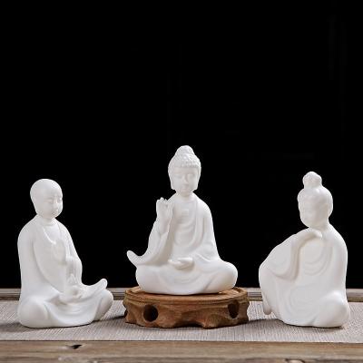 China India Wholesale Home Decoration Ceramic Ornaments Three Holy Buddha Statues for sale