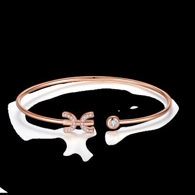 China Luxury Vintage Pisces 18k Rose Gold Farming Mile Stone Diamond Ring Bangle Customized Available Charm Bracelet For Women for sale