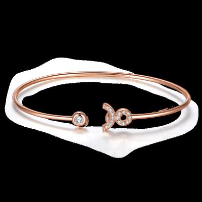 China Luxury Vintage 18k Bull Rose Gold Cultivating Thousand Stone Diamond Ring Bangle Customized Available Charm Bracelet For Women for sale