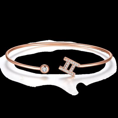 China Luxury Vintage 18k Gemini Rose Gold Cultivating Thousand Stone Diamond Ring Bangle Bracelet Customized Available Charm Bracelet For Women for sale