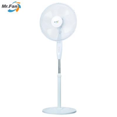 China 16 Inch Pedestal Stand Floor Fan Low Noise Heavy Round Blades White Adjustable Height for sale