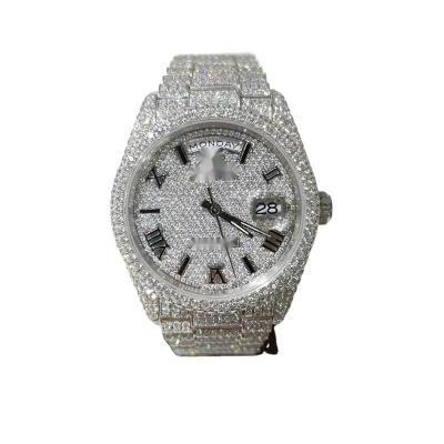 China Fashion Waterproof Hip Hop Diamond Luxury Watch Wrist Moissanite Mechanical Watches Jewelry For Men Silver Color for sale