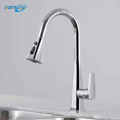 China NEW Design Brass Three Way Metered Kitchen Faucet Pull Out Kitchen Faucet Flexible And Modern Faucets for sale