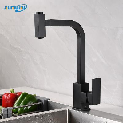 China New Flexible Black Kitchen Sink Faucets Faucet Metered Brass Water Heater Dual Purpose Kitchen Pullout for sale