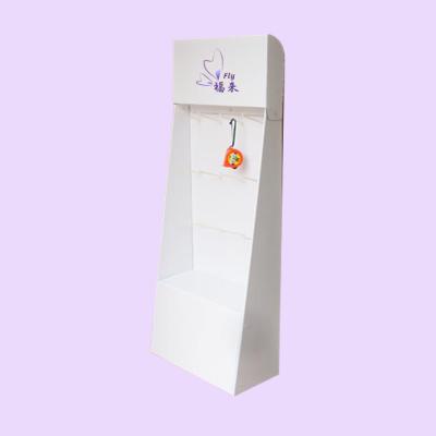 China Retail sock hang package hook display cardboard floor stand cardboard display stands with hooks Te koop