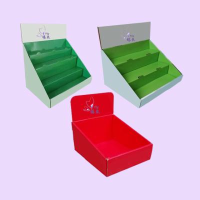 China Cardboard Display Corrugated Paper Counter Display Box With Customized Size and Design for sale