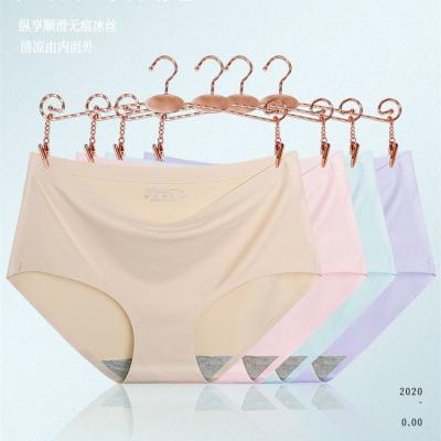 China Viable Hot Sale Ice Silk Laser Cut Underwear For Ladies Sexy One-Piece Comfortable Breathable Mid-waist Women Panties Briefs for sale