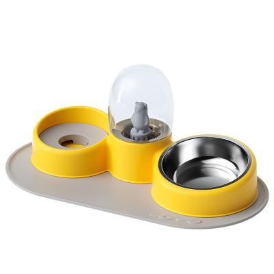 China Lovely 15 Degree Inclined Automatic Pet Cat Bowl Dog Water Food Cute Feeder With Stainless Steel Bowl Tazones y alimentadores de mascotas for sale