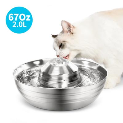 China Cat Water Fountain Stainless Steel 2L 67oz Pet Fountain Dog Water Dispenser With Quiet Pump Cat Fountain Water Bowl for sale