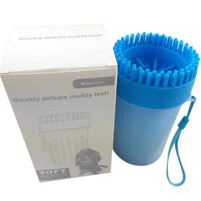 China Durable Factory Price ABS Pet Wash Cup Cat Dog Foot Washer Cleaner Portable Pet Paw Washe With Two Dog Cleaning Brushes for sale