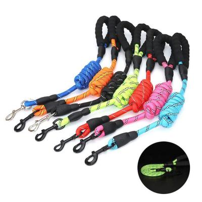 China Reflective Comfortable Padded Handle And Heavy Duty Nylon Dog Leashes Large Dogs Dog Leash Hundeleine Strongly Reflective Rope Leash for sale