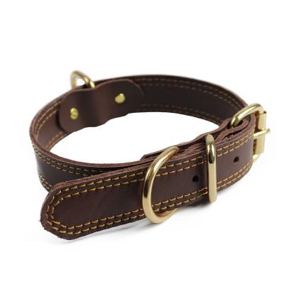 China Dogs Wholesale Pets Accessories Luxury Genuine Natural Leather Real Collar With Collar Para Mascotas Collier Chien Buckle Leather for sale